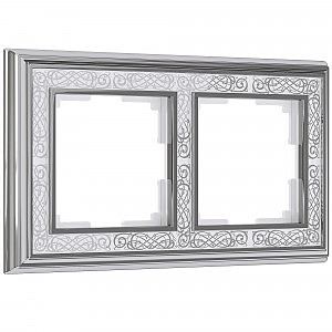 Рамка W0021431/ Рамка на 2 поста Palacio Gracia (хром/белый)