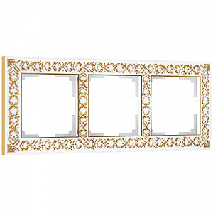 Рамка W0031523/ Рамка на 3 поста Antik (белое золото)
