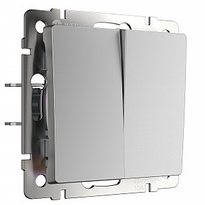 Выключатель W1120006/ Выключатель двухклавишный (серебряный)