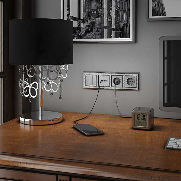 Выключатель W1130006/ Выключатель трехклавишный (серебряный)