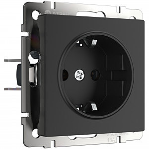 Розетка W1171308/ Розетка с заземлением, безвинтовой зажим (черный матовый)