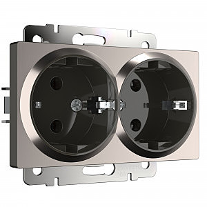 Розетка W1172002/ Розетка двойная с заземлением (глянцевый никель)