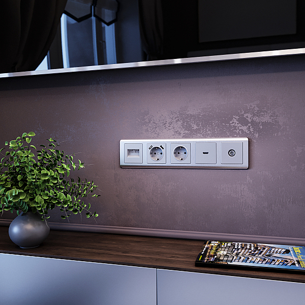 Розетка W1183006/ ТВ-розетка оконечная (серебряный)