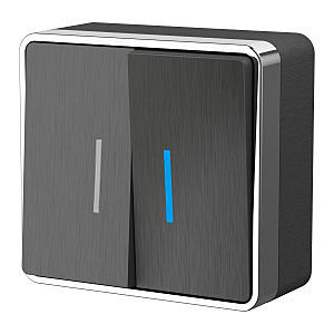 Выключатель W5020104/ Выключатель двухклавишный с подсветкой Gallant (графит рифленый)