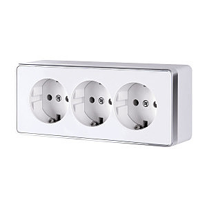 Розетка W5073101/ Розетка тройная с заземлением и шторками Gallant (белый)