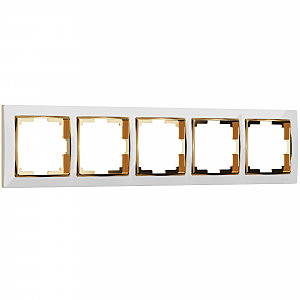 Рамка W0051933/ Рамка на 5 постов Snabb (белый/золото)