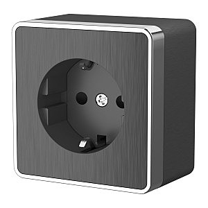 Розетка W5071104/ Розетка с заземлением и шторками Gallant (графит рифленый)