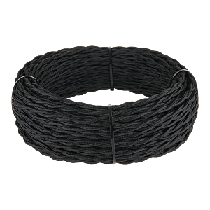 Ретро кабель Werkel W6453308/ Ретро кабель витой 3х2,5 (черный) 20 м