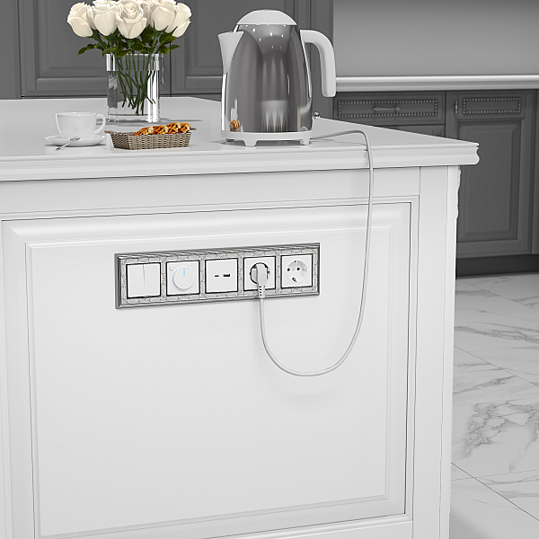 Выключатель W1120001/ Выключатель двухклавишный (белый)