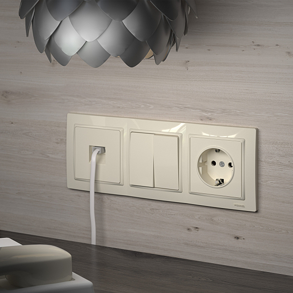 Выключатель W1120003/ Выключатель двухклавишный (слоновая кость)