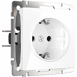 Розетка W1171101/ Розетка с заземлением и шторками (белый)
