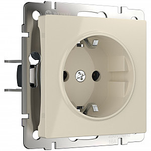 Розетка W1171103/ Розетка с заземлением и шторками (слоновая кость)