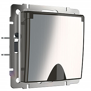 Розетка W1171202/ Розетка влагозащ. с зазем. с защит. крышкой и шторками (глянцевый никель)