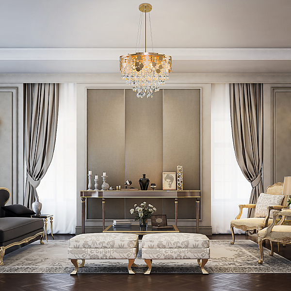 Подвесная люстра Lianna 10123/6 золото/прозрачный хрусталь Strotskis Smart (10114/6)