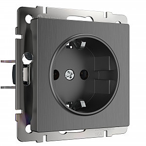Розетка Werkel W1171104/ Розетка с заземлением и шторками (графит рифленый)