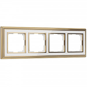 Рамка W0041329/ Рамка на 4 поста Palacio (золото/белый)