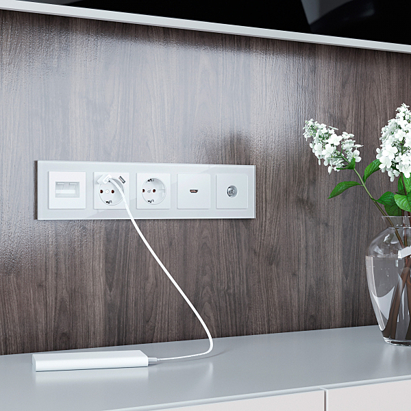 Рамка W0051101/ Рамка на 5 постов Favorit (белый,стекло)