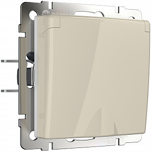 Розетка W1171203/ Розетка влагозащ. с зазем. с защит. крышкой и шторками (слоновая кость)