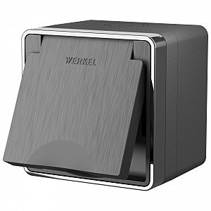 Розетка W5071204/ Розетка влагозащ. с зазем. с защит. крышкой и шторками Gallant (графит рифленый)