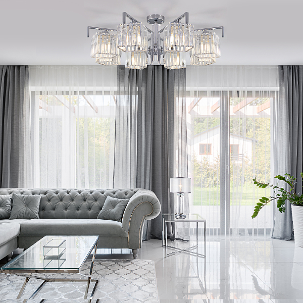 Потолочная люстра April 10126/8 хром/прозрачный хрусталь Strotskis Smart (10117/8)