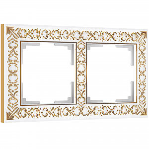 Рамка Werkel W0021523/ Рамка на 2 поста Antik (белое золото)