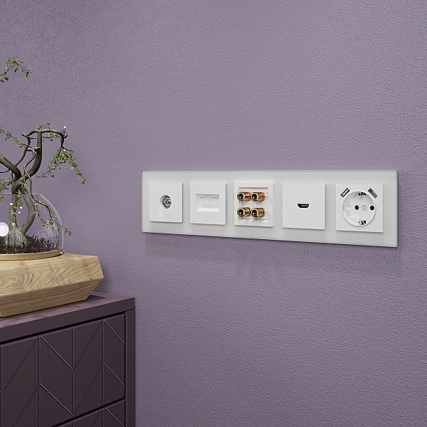 Рамка Werkel W0051105/ Рамка на 5 постов Favorit (белый матовый,стекло)