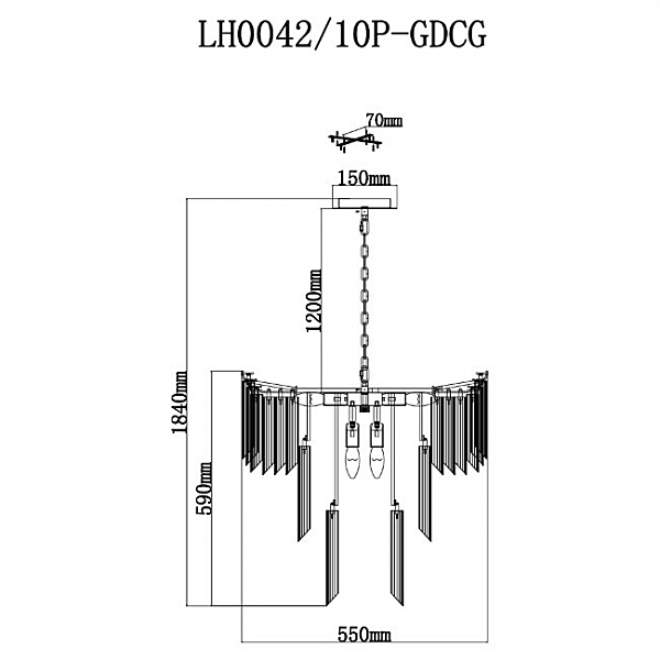 Подвесная люстра Garlenda LH0042/10P-GDCG