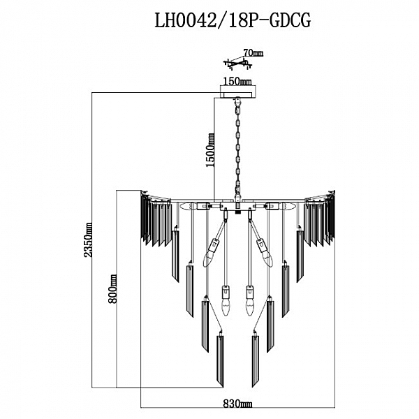 Подвесная люстра Garlenda LH0042/18P-GDCG