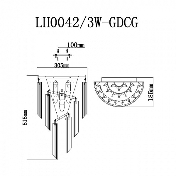 Настенное бра Garlenda LH0042/3W-GDCG