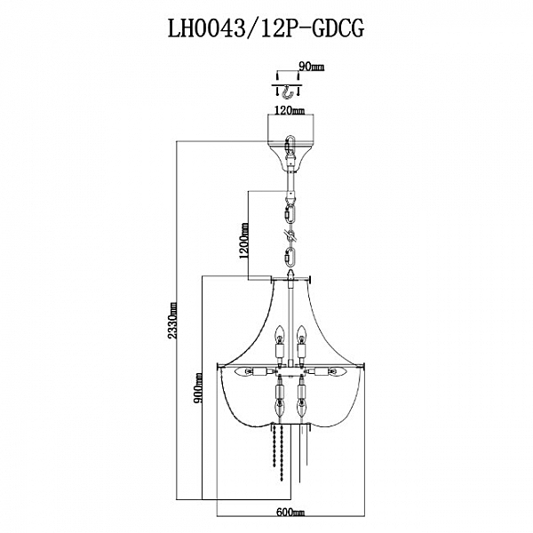 Подвесная люстра Lissone LH0043/12P-GDCG