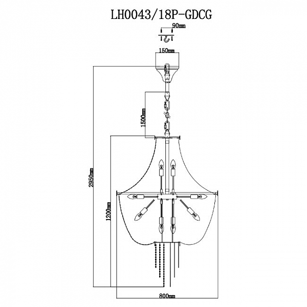 Подвесная люстра Lissone LH0043/18P-GDCG