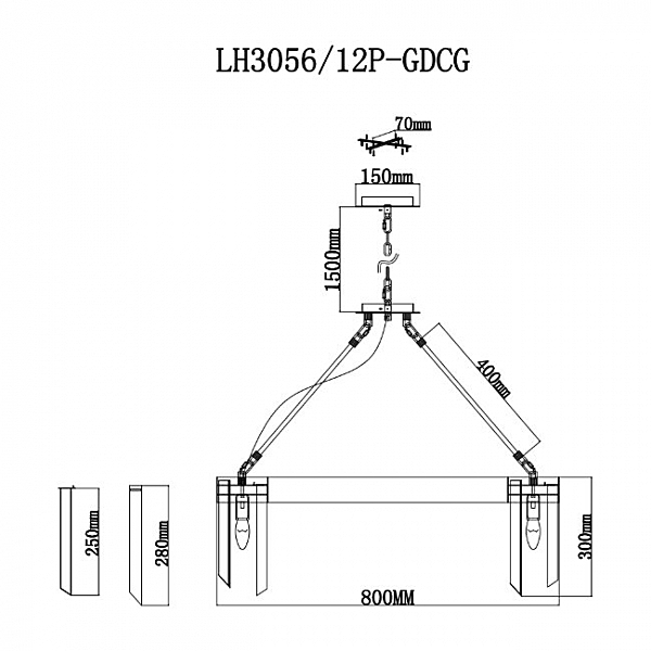 Подвесная люстра Karre LH3056/12P-GDCG