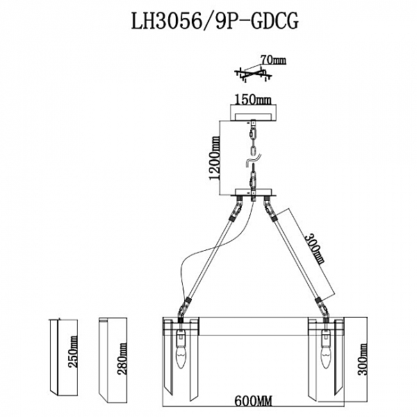 Подвесная люстра Karre LH3056/9P-GDCG