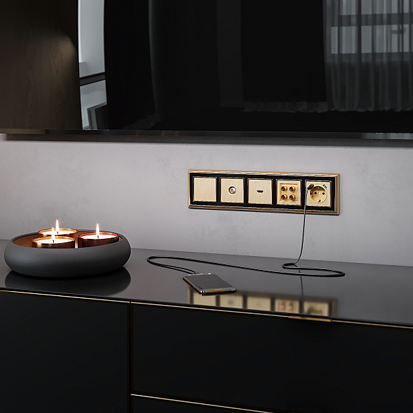 Накладка на механизм W1179510/ Накладка для розетки USB (шампань рифленый)