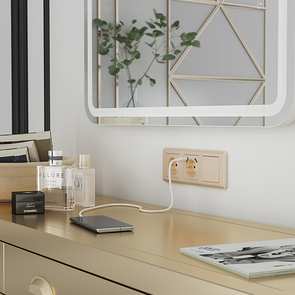 Накладка на механизм W1179510/ Накладка для розетки USB (шампань рифленый)