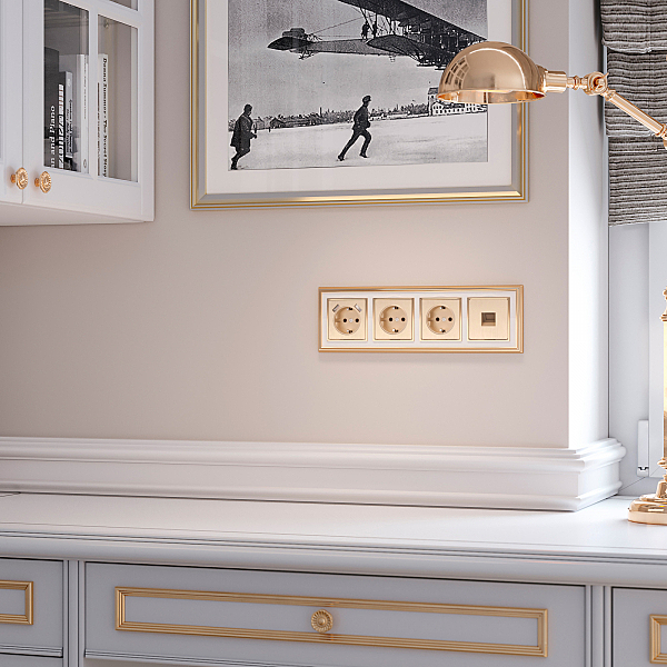 Накладка на механизм W1179510/ Накладка для розетки USB (шампань рифленый)