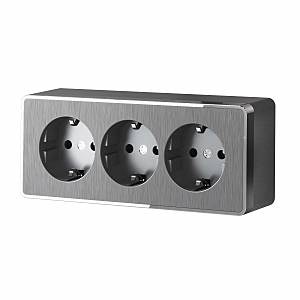 Розетка Werkel W5073104/ Розетка тройная с заземлением и шторками Gallant (графит рифленый)