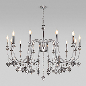 Подвесная люстра Telao 10120/12 хром/дымчатый хрусталь Strotskis Smart (10110/12)