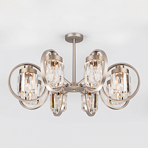 Потолочная люстра Loraine 10128/8 сатин-никель/прозрачный хрусталь Strotskis Smart (10095/8)