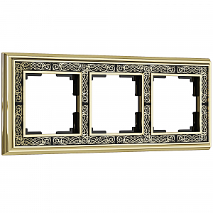 Рамка W0031430/ Рамка на 3 поста Palacio Gracia (золото/черный)