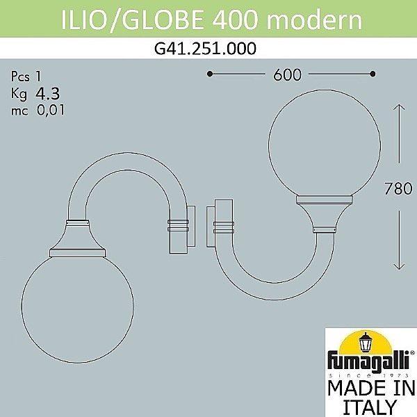 Уличный настенный светильник Globe 400 Modern G41.251.000.AZE27