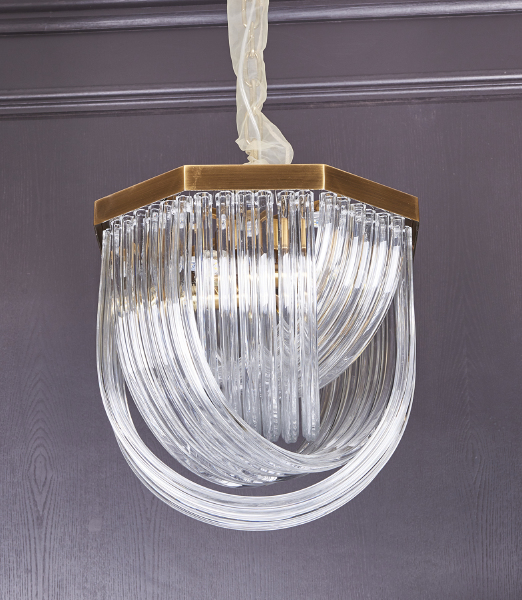 Подвесная люстра Murano Glass A001-400 L4 brass/clear