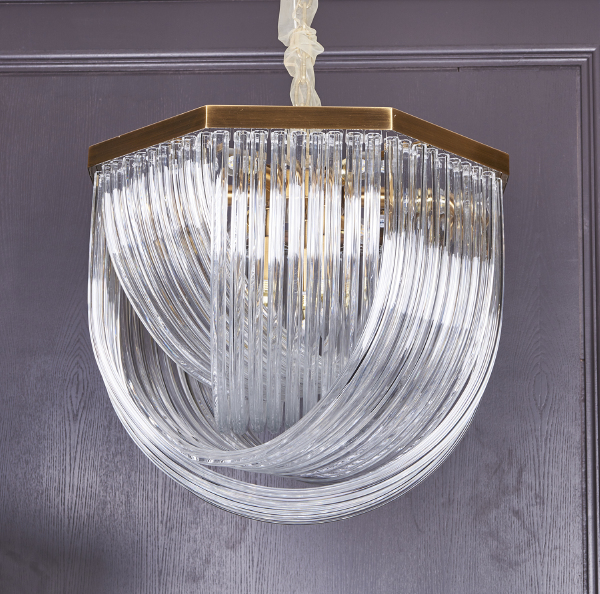 Подвесная люстра Murano Glass A001-554 L9 brass/clear