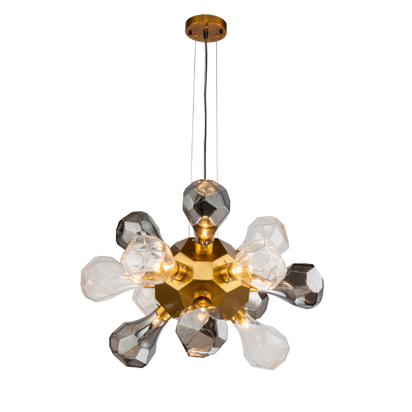 Подвесная люстра KR1197 KR1197P-12 brass, smoky/clear