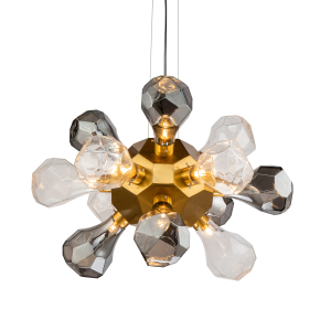 Подвесная люстра KR1197 KR1197P-12 brass, smoky/clear