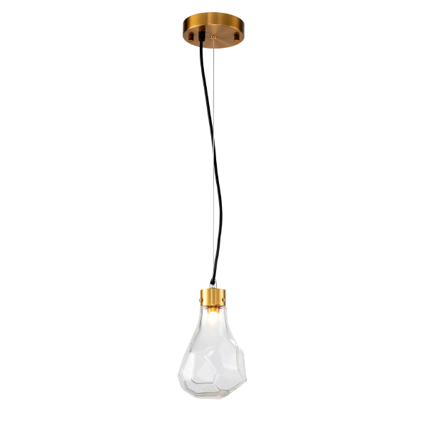 Светильник подвесной KR1197 KR1197P-1 brass/clear