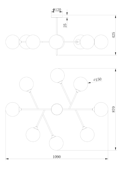 Потолочная люстра Maddison FR5115PL-08BZ
