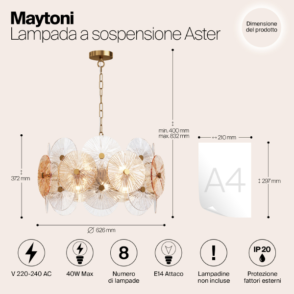 Подвесная люстра Aster MOD007PL-08G