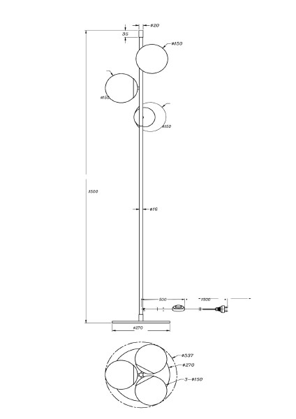 Торшер Nostalgia MOD048FL-03G