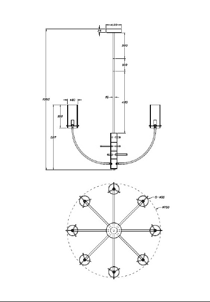 Люстра на штанге Arco MOD223PL-08BS